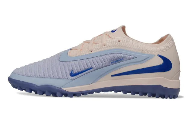Nike Chaussures de football sur gazon beige bleu avec upper en maille, col bas 7