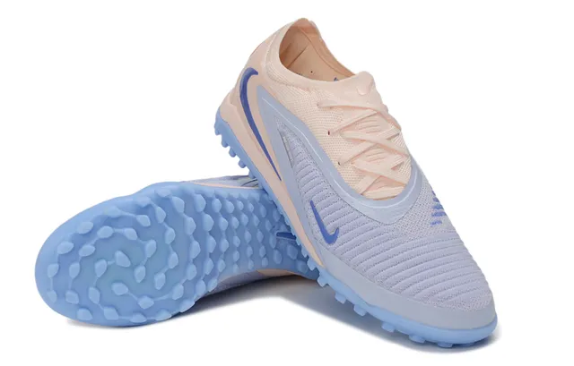 Nike Beige Azul Zapatos de Fútbol Turf con Upper Bajo Perfil de Tejido 3
