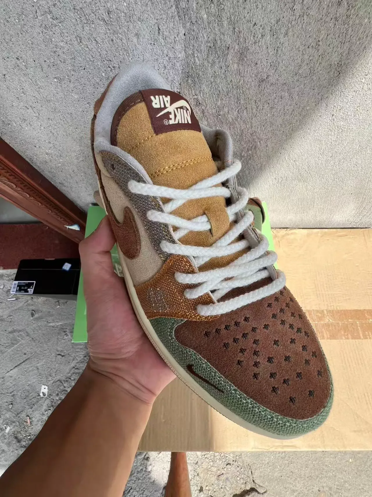 Nike Beige Brown Patchwork Construction Suede And Mesh Panels Sneakers 2