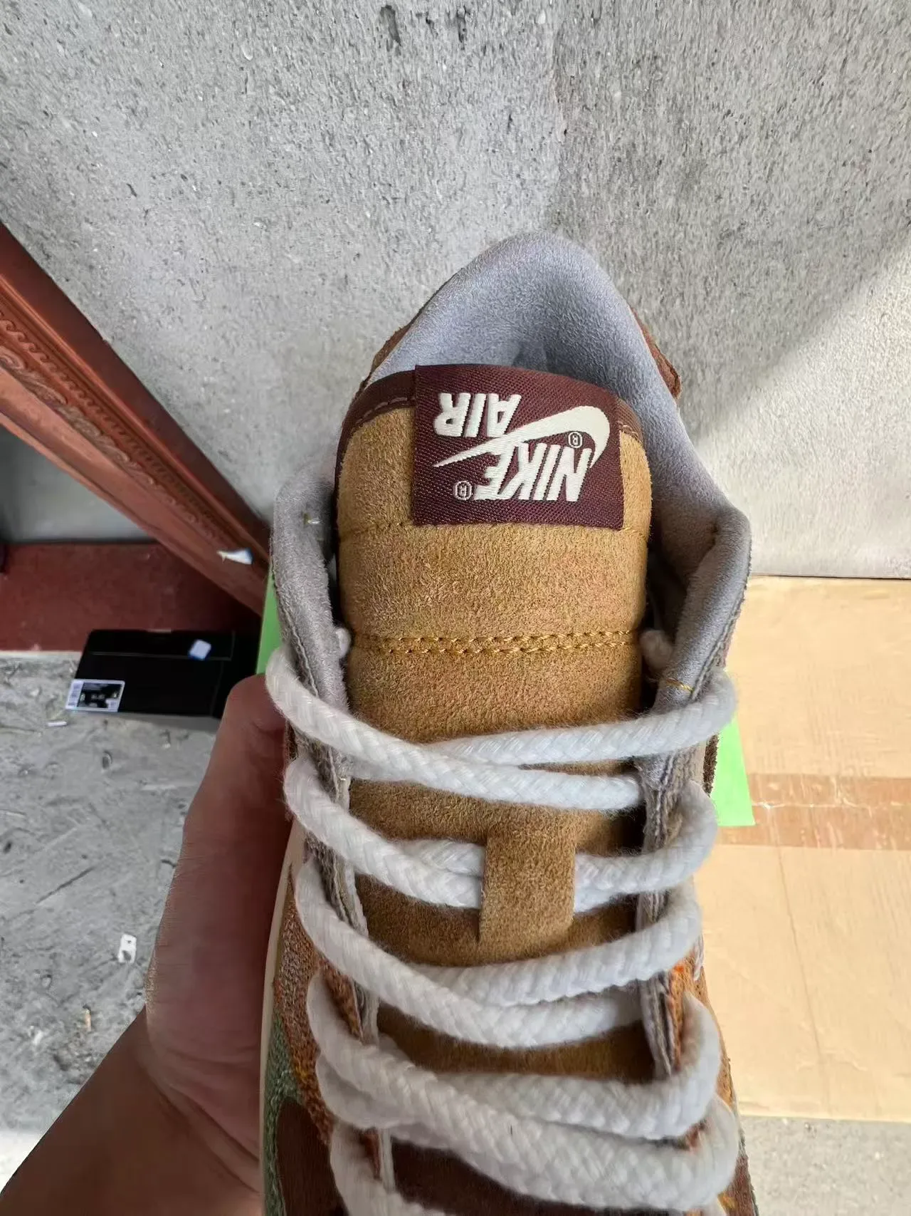 Nike Beige Brown Patchwork Construction Suede And Mesh Panels Sneakers 4