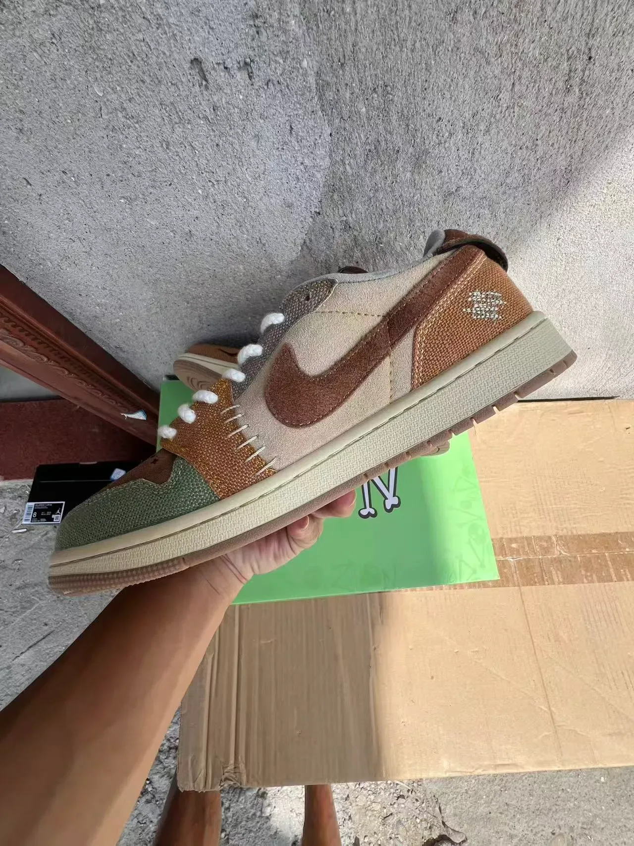 Nike Beige Brown Patchwork Construction Suede And Mesh Panels Sneakers 5