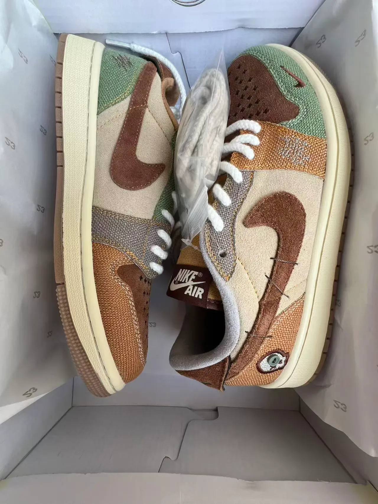 Nike Beige Brown Patchwork Construction Suede And Mesh Panels Sneakers 9