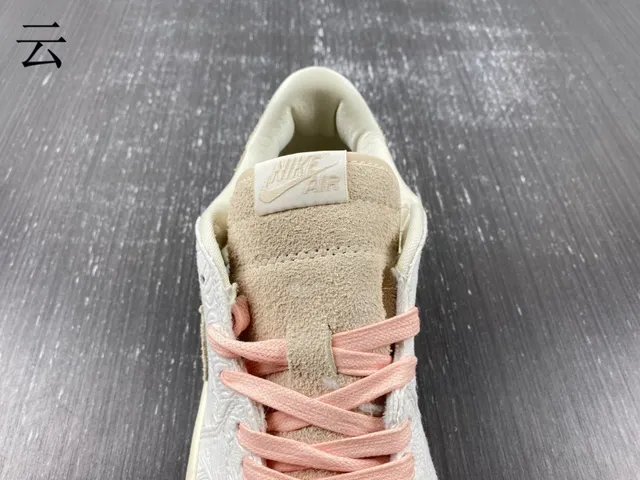 Nike Beige Pink Embossed Floral Pattern Suede And Textured Leather Overlay Lifestyle Sneakers 5