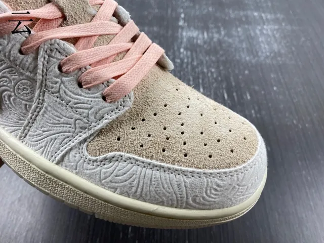 Nike Beige Pink Embossed Floral Pattern Suede And Textured Leather Overlay Lifestyle Sneakers 11