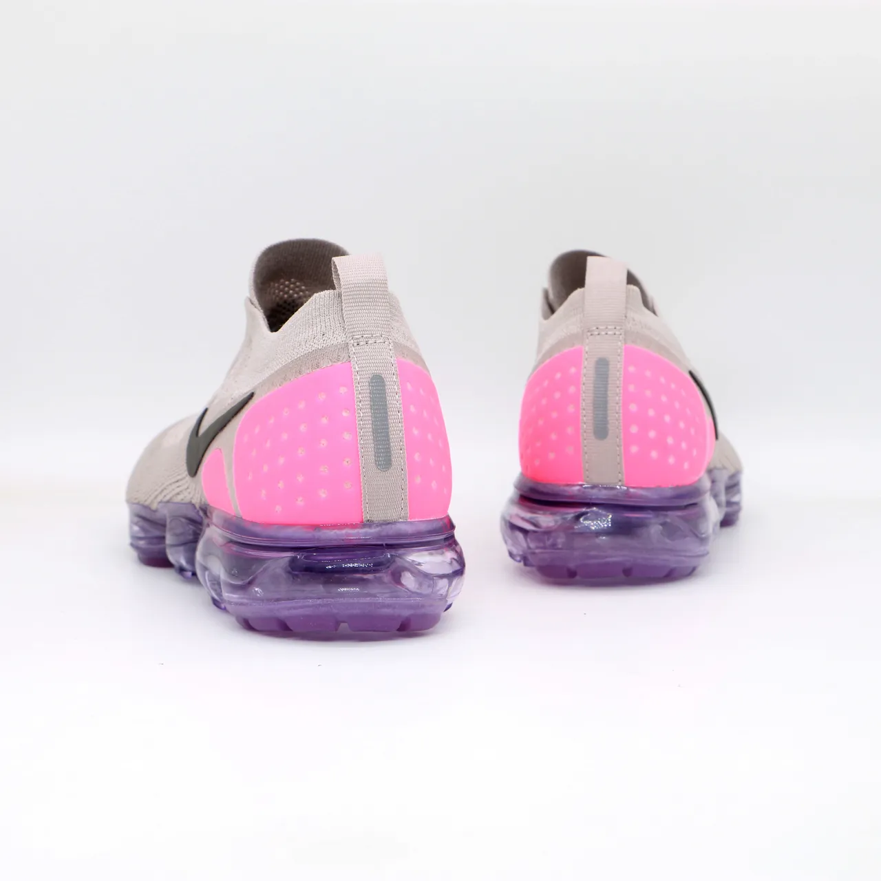 Nike Beige Pink Slip-On Knit Upper Translucent Purple VaporMax Sole Lifestyle Sneakers 4