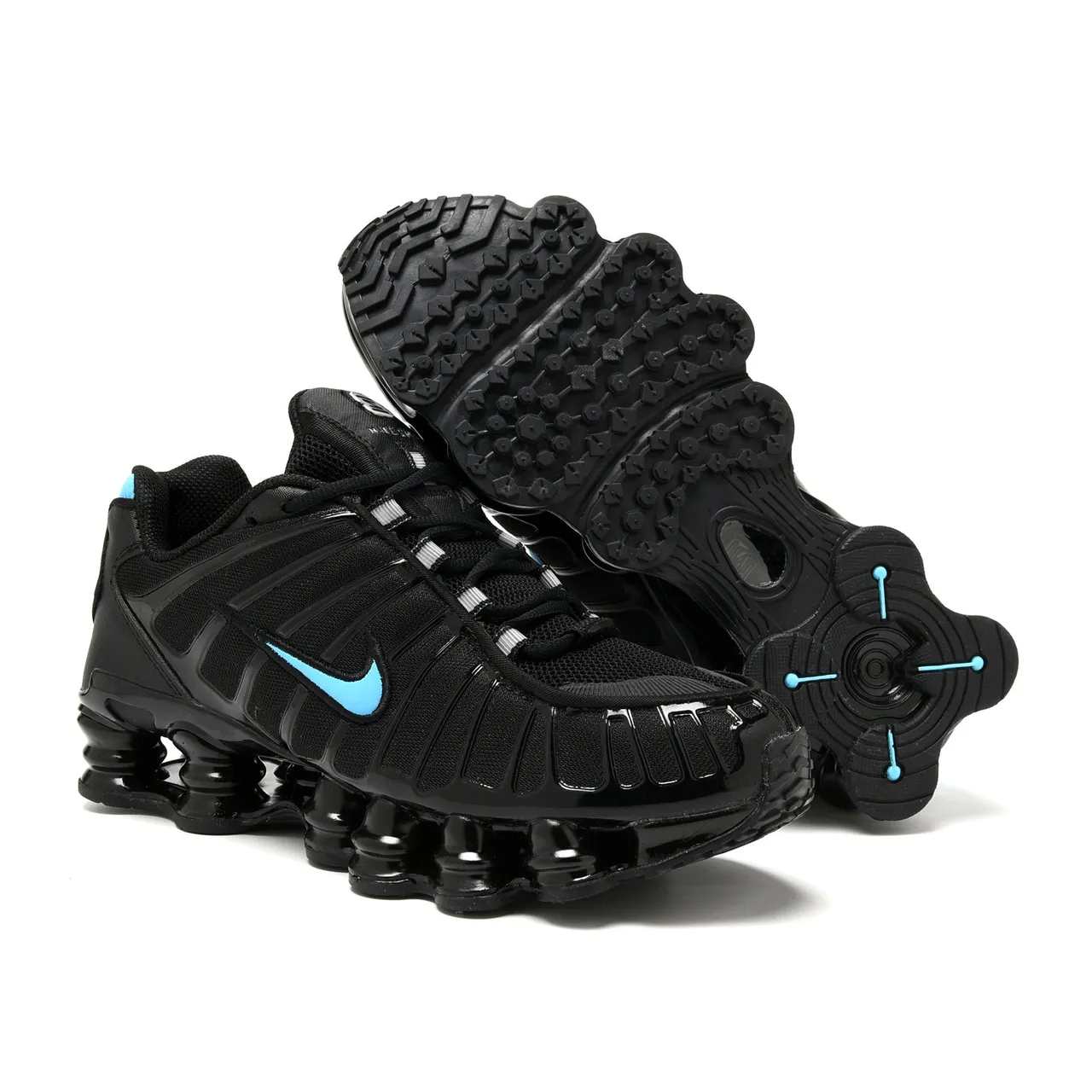 Nike Black Blue Glossy Synthetic Upper Light Swoosh And Heel Accent Lifestyle Sneakers 2