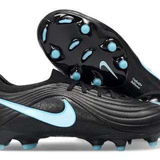 Nike Black Blue Ribbed Synthetic Upper Low-Cut Collar Firm-Ground Soccer Shoes