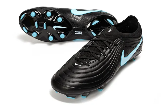 Nike Black Blue Ribbed Synthetic Upper Low-Cut Collar Firm-Ground Soccer Shoes 5
