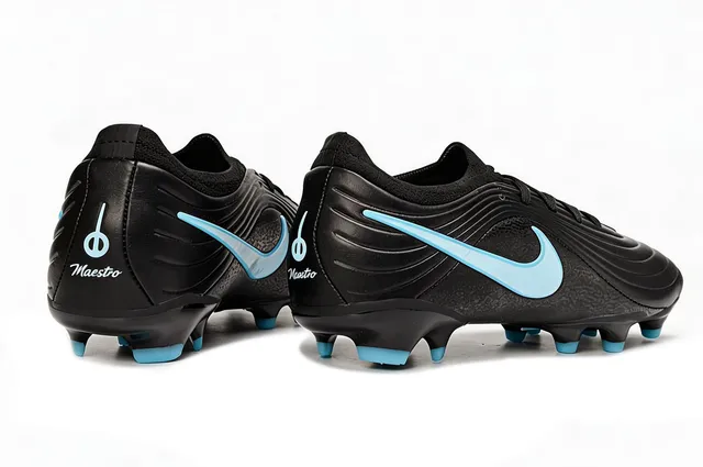 Nike Black Blue Ribbed Synthetic Upper Low-Cut Collar Firm-Ground Soccer Shoes 6