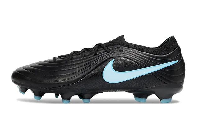 Nike Black Blue Ribbed Synthetic Upper Low-Cut Collar Firm-Ground Soccer Shoes 8