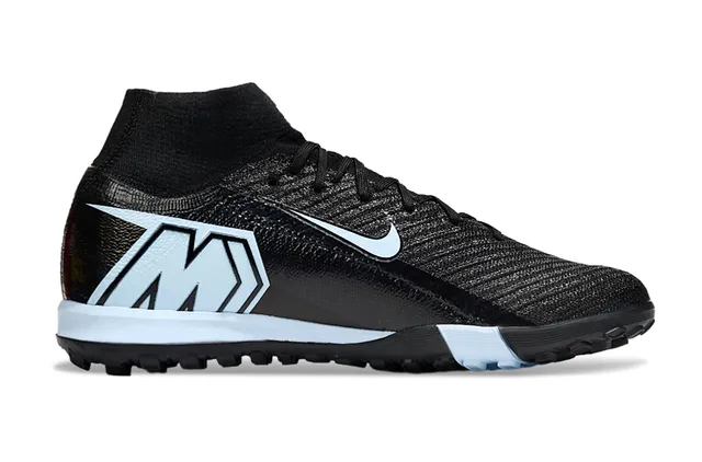 Nike Chaussures de Soccer Turf Noir et Bleu, Collet de Chaussette, Partie Supérieure en Tricot Texturé 5