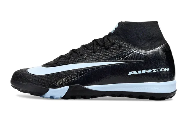 Nike Chaussures de Soccer Turf Noir et Bleu, Collet de Chaussette, Partie Supérieure en Tricot Texturé 6