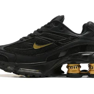Nike Black Gold Mesh And Synthetic Upper Swoosh Logo Lifestyle Sneakers