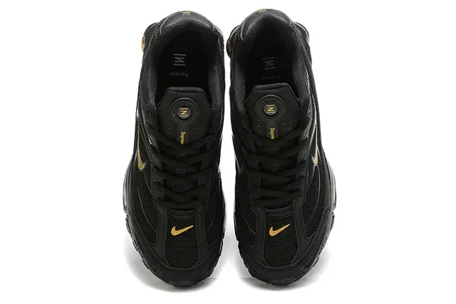 Nike Black Gold Mesh And Synthetic Upper Swoosh Logo Lifestyle Sneakers 2