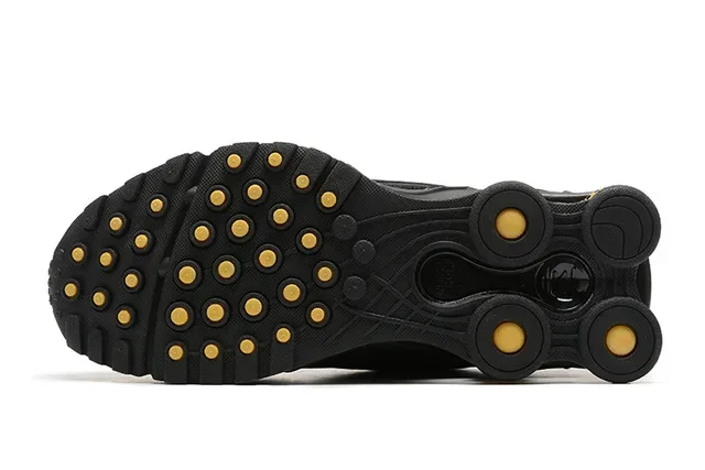 Nike Black Gold Mesh And Synthetic Upper Swoosh Logo Lifestyle Sneakers 4