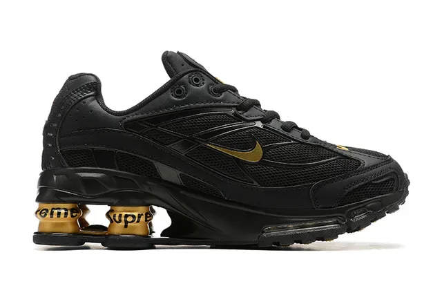 Nike Black Gold Mesh And Synthetic Upper Swoosh Logo Lifestyle Sneakers 5