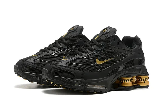 Nike Black Gold Mesh And Synthetic Upper Swoosh Logo Lifestyle Sneakers 6