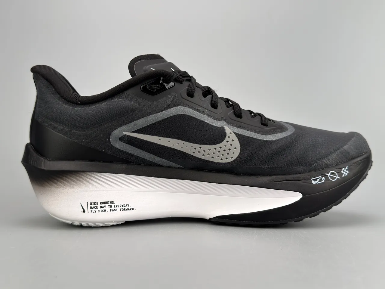 Nike Black Gray Racing Silhouette Perforated Mesh Toebox Running Shoes 10