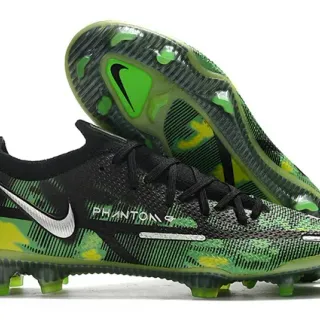Nike Black Green Knit Upper Camo Print Firm-Ground Soccer Shoes