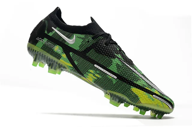 Nike Black Green Knit Upper Camo Print Firm-Ground Soccer Shoes 3