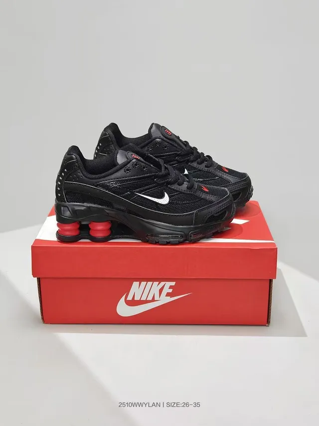 Nike Black Mesh And Synthetic Upper Visible Shox Column Cushioning Lifestyle Sneakers 7