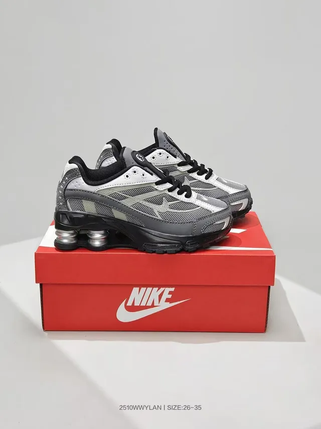 Nike Black Mesh And Synthetic Upper Visible Shox Column Cushioning Lifestyle Sneakers 11