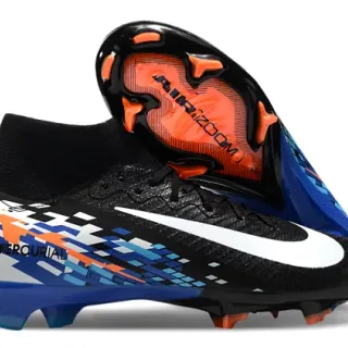 Nike Black Multicolor High-Cut Sock-Fit Collar Pixelated Graphic Firm-Ground Soccer Shoes