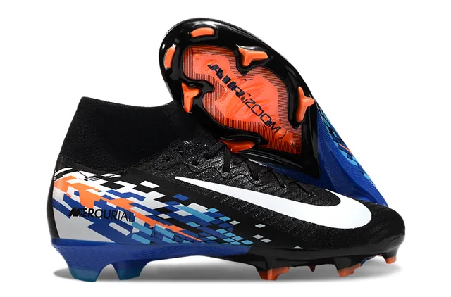 Nike Black Multicolor High-Cut Sock-Fit Collar Pixelated Graphic Firm-Ground Soccer Shoes 1