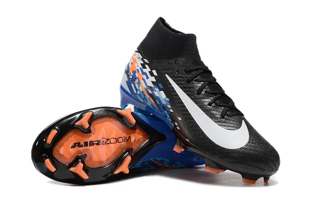Nike Black Multicolor High-Cut Sock-Fit Collar Pixelated Graphic Firm-Ground Soccer Shoes 3