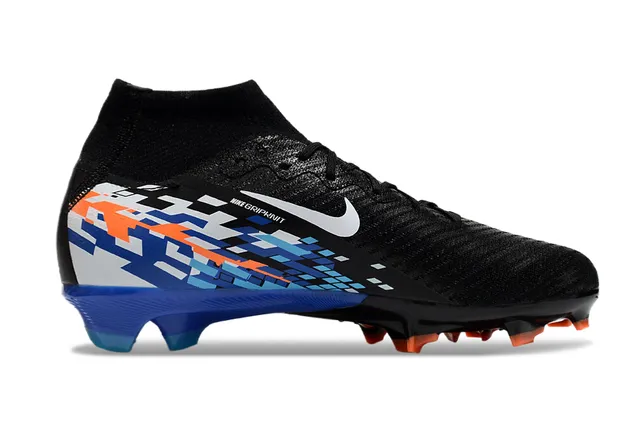 Nike Black Multicolor High-Cut Sock-Fit Collar Pixelated Graphic Firm-Ground Soccer Shoes 7