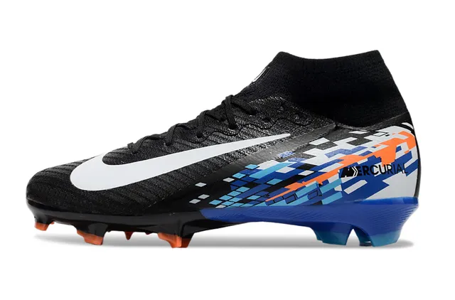 Nike Black Multicolor High-Cut Sock-Fit Collar Pixelated Graphic Firm-Ground Soccer Shoes 8