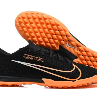 Nike Black Orange Flyweave Knit Upper ACC Branding Indoor Soccer Shoes