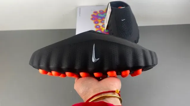 Nike Black Orange Laceless Perforated Upper Sneakers 2