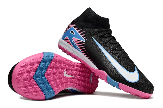 Nike Noir Rose Col de Chaussette Style Flyknit-Style Haut Turf Chaussures de Football 4