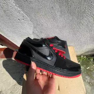 Nike Black Red Glossy Patent Leather Pebbled Lifestyle Sneakers