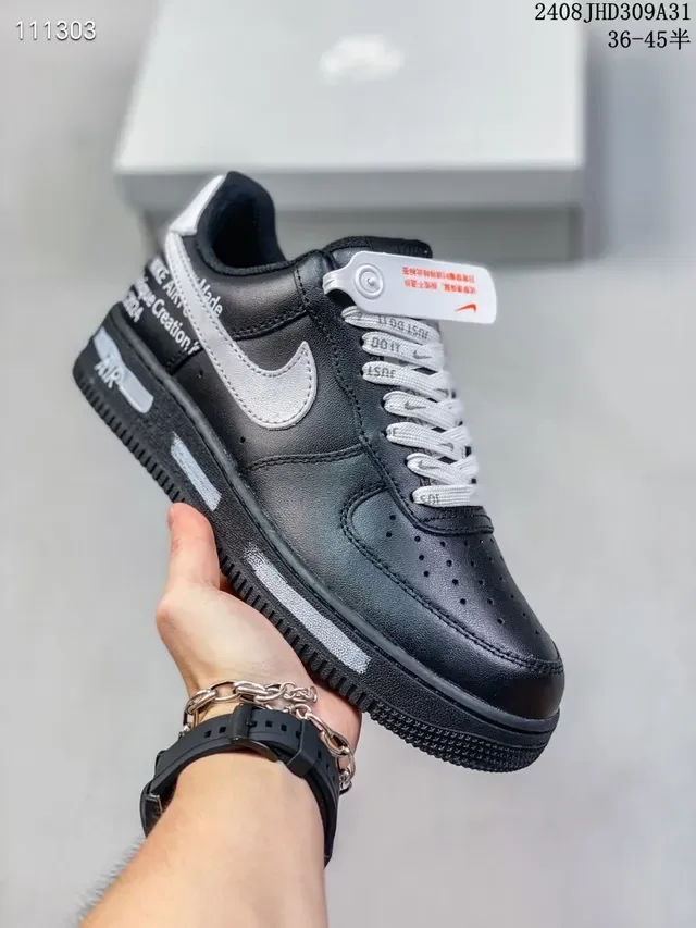 Nike Black Silver Low-Top Leather Upper Lifestyle Sneakers 3