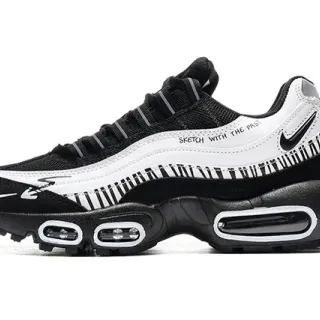 Nike Black White Air Cushioning Layered Upper Lifestyle Sneakers