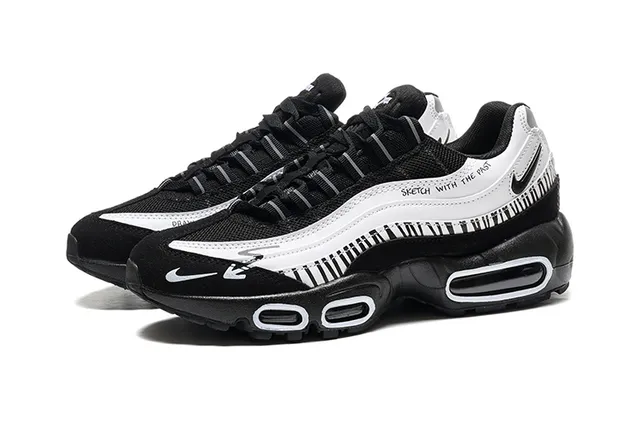 Nike Black White Air Cushioning Layered Upper Lifestyle Sneakers 5