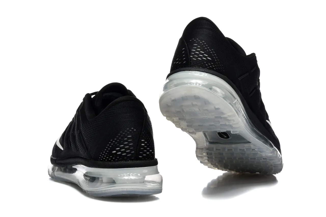 Nike Black White Engineered Knit Upper Full-Length Visible Air Unit Running Shoes 3