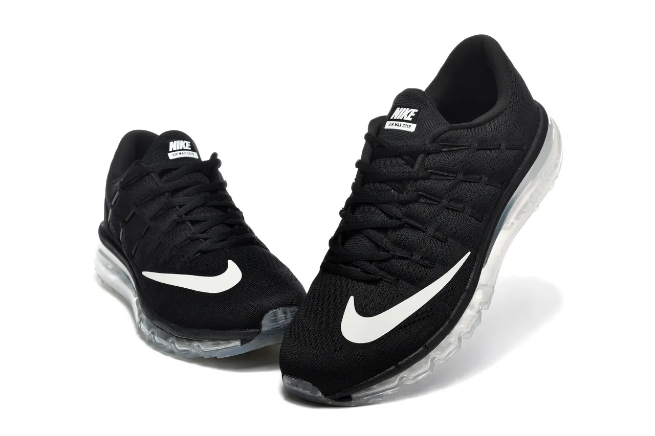 Nike Black White Engineered Knit Upper Full-Length Visible Air Unit Running Shoes 4