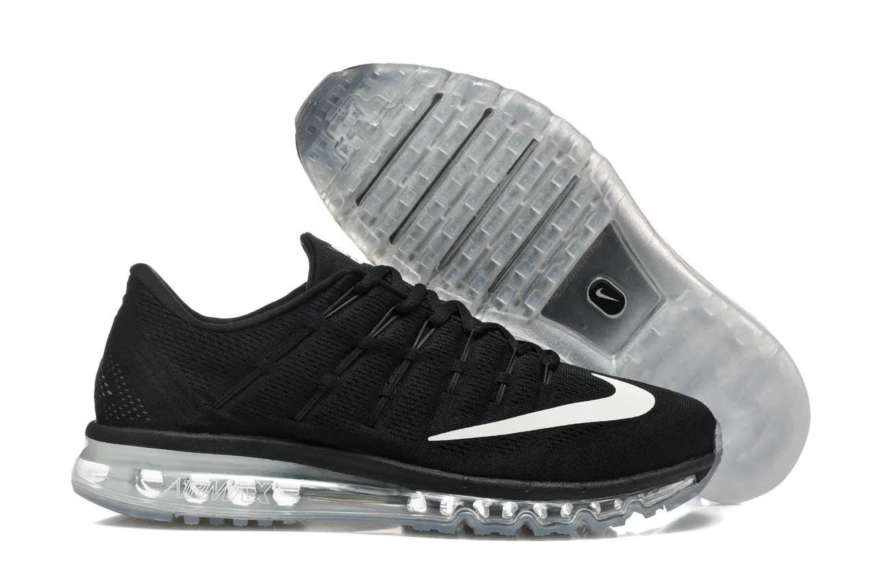 Nike Black White Engineered Knit Upper Full-Length Visible Air Unit Running Shoes 5