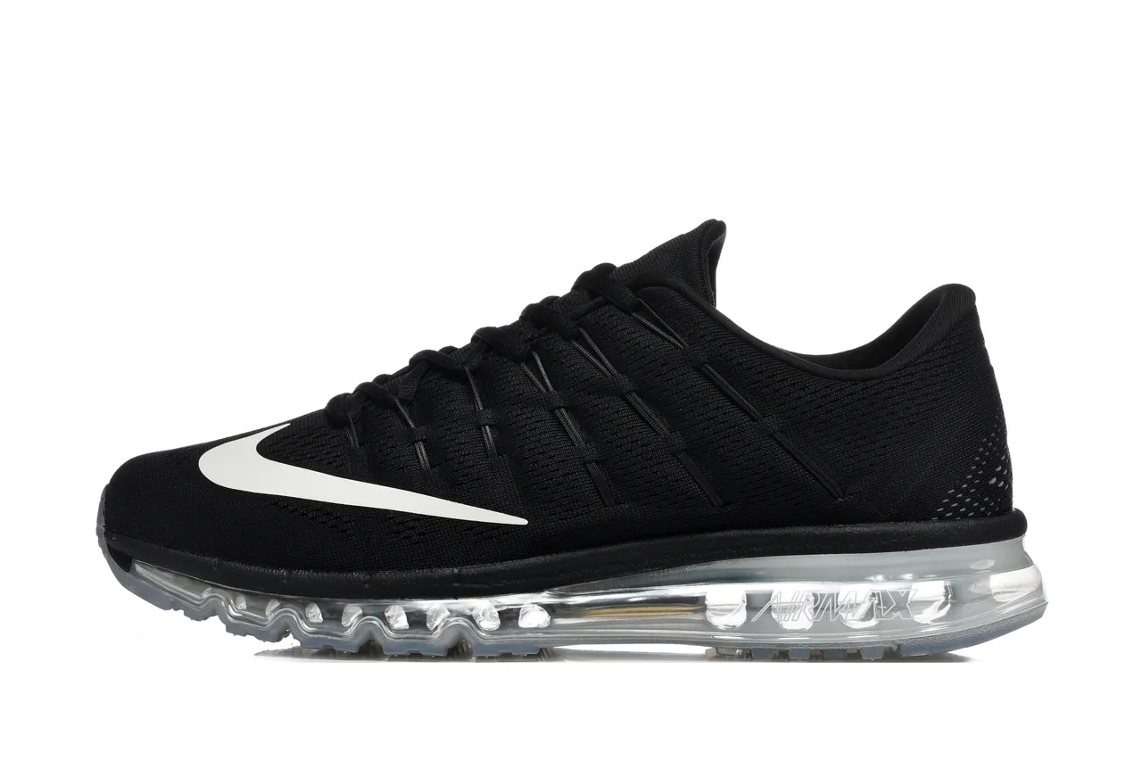 Nike Black White Engineered Knit Upper Full-Length Visible Air Unit Running Shoes 7