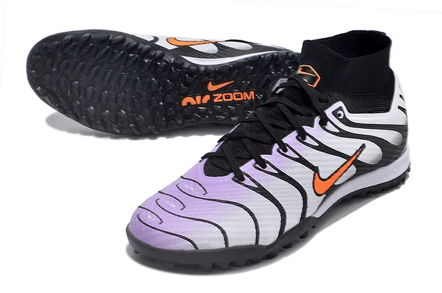 Nike Noir Blanc Motif Ondulé Recouvrements Synthétiques Collet à Chaussure Chaussures de Football pour Turf 3