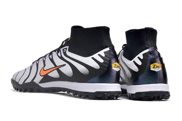 Nike Noir Blanc Motif Ondulé Recouvrements Synthétiques Collet à Chaussure Chaussures de Football pour Turf 4