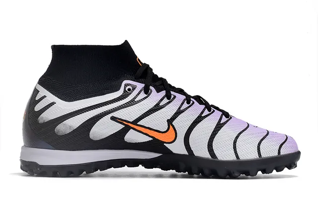 Nike Noir Blanc Motif Ondulé Recouvrements Synthétiques Collet à Chaussure Chaussures de Football pour Turf 5