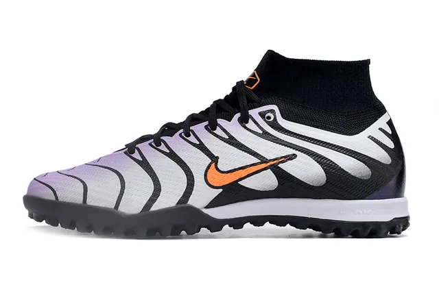 Nike Noir Blanc Motif Ondulé Recouvrements Synthétiques Collet à Chaussure Chaussures de Football pour Turf 6