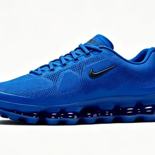 Nike Zapatillas de correr azul y negro con upper de malla ingenierizada, cojines de amortiguación segmentados visibles
