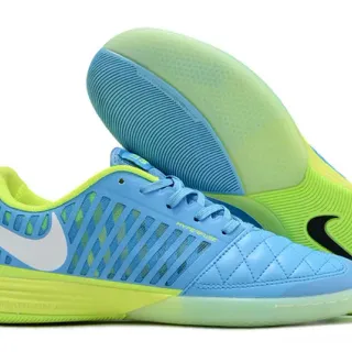 Nike Blue Green Quilted Toe Cap Perforated Synthetic Cage Indoor Soccer Shoes