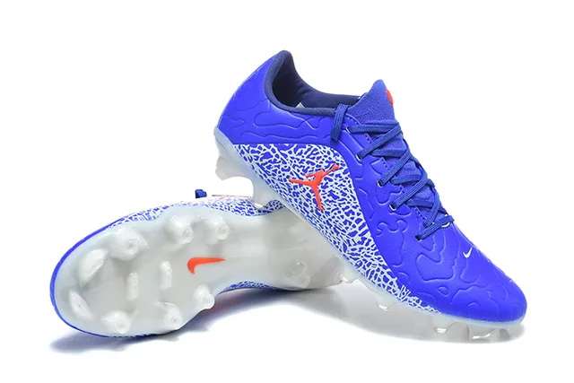 Nike Blue Orange Elephant Print Overlay Low-Cut FG Cleat Firm-Ground Soccer Shoes 7