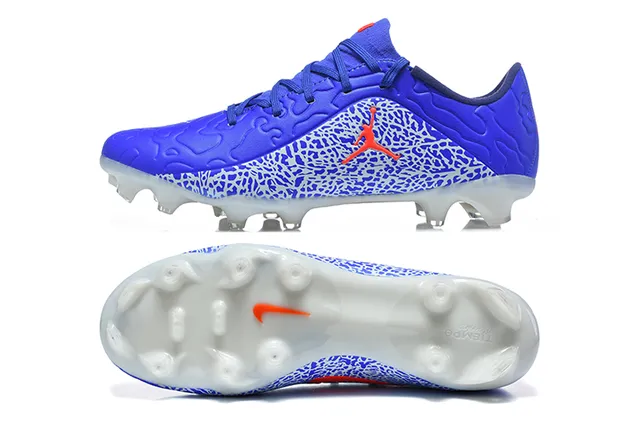 Nike Blue Orange Elephant Print Overlay Low-Cut FG Cleat Firm-Ground Soccer Shoes 9